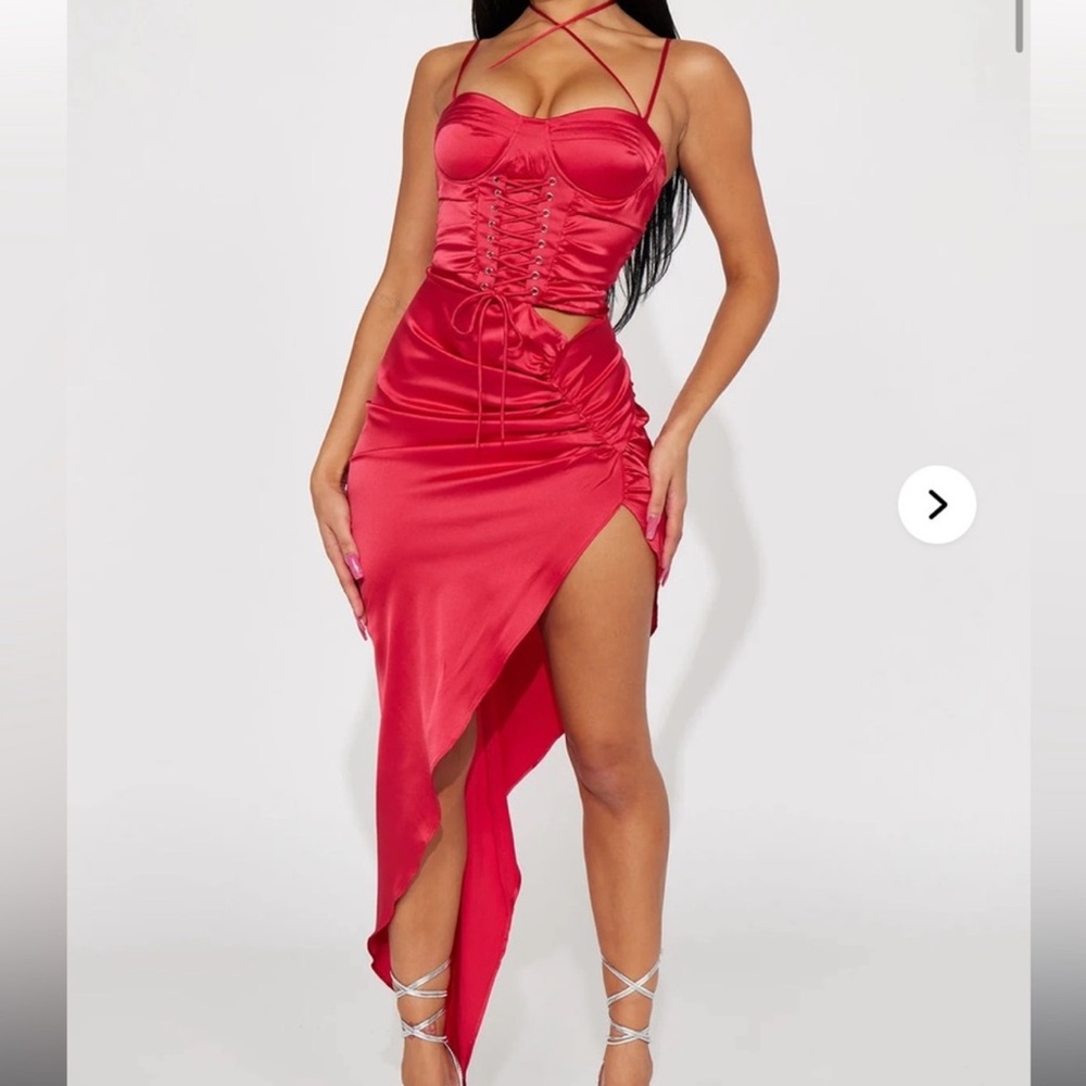 Fashion Nova Red Asymmetrical Dress